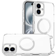 For iPhone 16 6.1inch Case Long Matching Lanyard Magnetic Circle +Tempered Glass