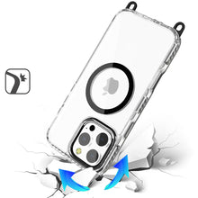 For iPhone 16 Pro 6.3in Case Long Lanyard Magnetic Circle + Tempered Glass