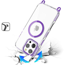 For iPhone 16 Pro 6.3in Case Long Lanyard Magnetic Circle + Tempered Glass