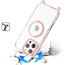 For iPhone 16 Pro 6.3in Case Long Lanyard Magnetic Circle + Tempered Glass