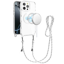 For iPhone 16 Pro 6.3in Case Long Lanyard Magnetic Circle + Tempered Glass