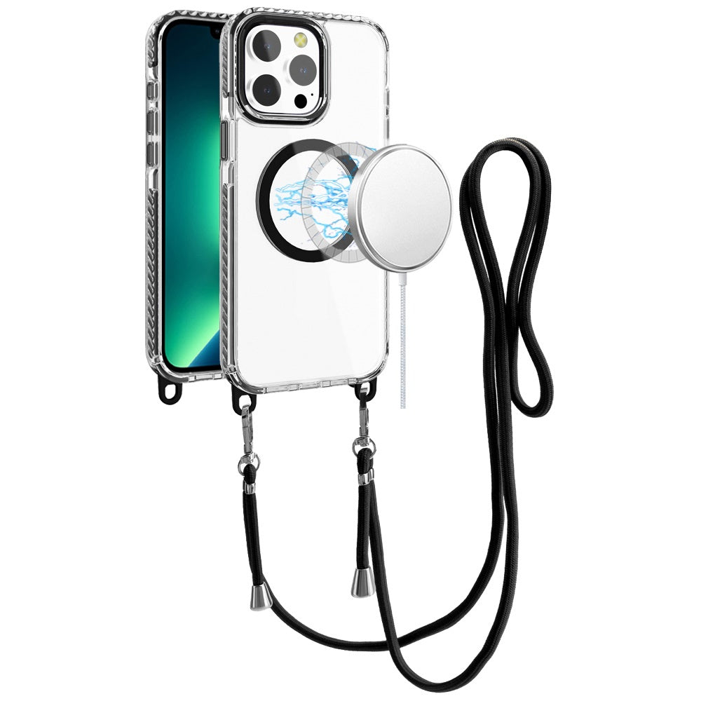 For iPhone 13 Pro Max 6.7 inch Case Long Matching Lanyard Magnetic Circle Cover