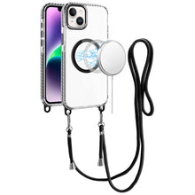 For iPhone 13/14 Case Long Matching Lanyard Magnetic Circle + Tempered Glass