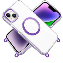 For iPhone 13/14 Case Long Matching Lanyard Magnetic Circle + Tempered Glass