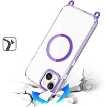 For iPhone 13/14 Case Long Matching Lanyard Magnetic Circle + Tempered Glass