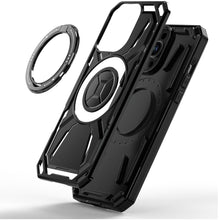 For iPhone 15 Pro Max Case Magnetic Circle Stand Shockproof + 2 Tempered Glass