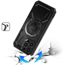 For iPhone 15 Pro Max Case Magnetic Circle Stand Shockproof + 2 Tempered Glass