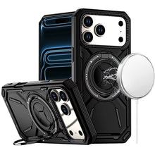 For iPhone 17 PRO Case Magnetic Circle Metal Stand 360 Rotating + Tempered Glass