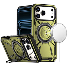 For iPhone 17 PRO Case Magnetic Circle Metal Stand 360 Rotating + Tempered Glass