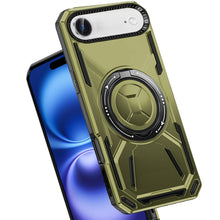 For iPhone Air Case Magnetic Circle w/ Metal Stand 360 Rotating + Tempered Glass