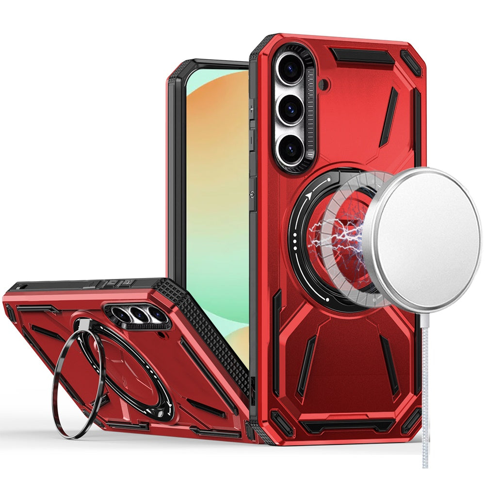 For Samsung Galaxy S24 FE Case Magnetic Circle Metal Rotating Stand Shockproof