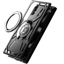 For Samsung S25 Ultra Case Magnetic Circle Rotating Metal Stand +Tempered Glass