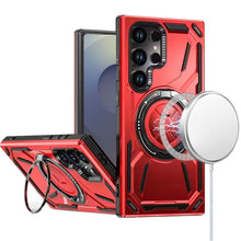 For Samsung S25 Ultra Case Magnetic Circle Rotating Metal Stand +Tempered Glass
