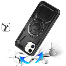 For iPhone 12/12 Pro Case Magnetic Circle Metal Stand Shockproof +Tempered Glass