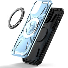 For iPhone 15 Case Magnetic Circle Metal Stand Shockproof + 2 Tempered Glass