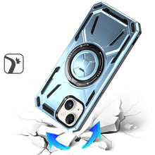 For iPhone 15 Case Magnetic Circle Metal Stand Shockproof + 2 Tempered Glass