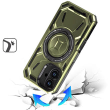 For iPhone 16 6.1inch Case Magnet Circle Metal Stand Shockproof + Tempered Glass
