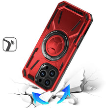 For iPhone 16 Pro 6.3in Case Magnetic Circle Metal Stand Rugged + Tempered Glass