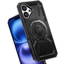 For iPhone 17 Case Magnetic Circle w/ Metal Stand 360 Rotating + Tempered Glass