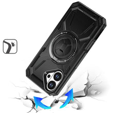 For iPhone 17 Case Magnetic Circle w/ Metal Stand 360 Rotating + Tempered Glass