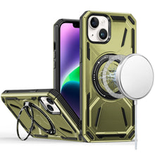 For iPhone 13/14 Case Magnetic Circle Metal Stand Shockproof + Tempered Glass