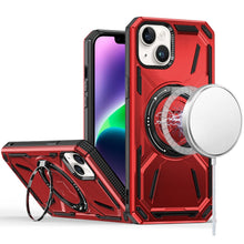 For iPhone 13/14 Case Magnetic Circle Metal Stand Shockproof + Tempered Glass