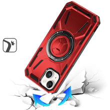 For iPhone 13/14 Case Magnetic Circle Metal Stand Shockproof + Tempered Glass