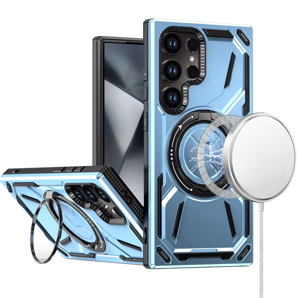 Samsung Galaxy S24 Ultra Case Magnetic Circle Rotating Metal Stand Shockproof