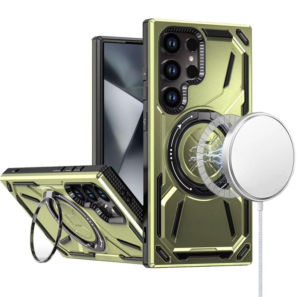 Samsung Galaxy S24 Ultra Case Magnetic Circle Rotating Metal Stand Shockproof
