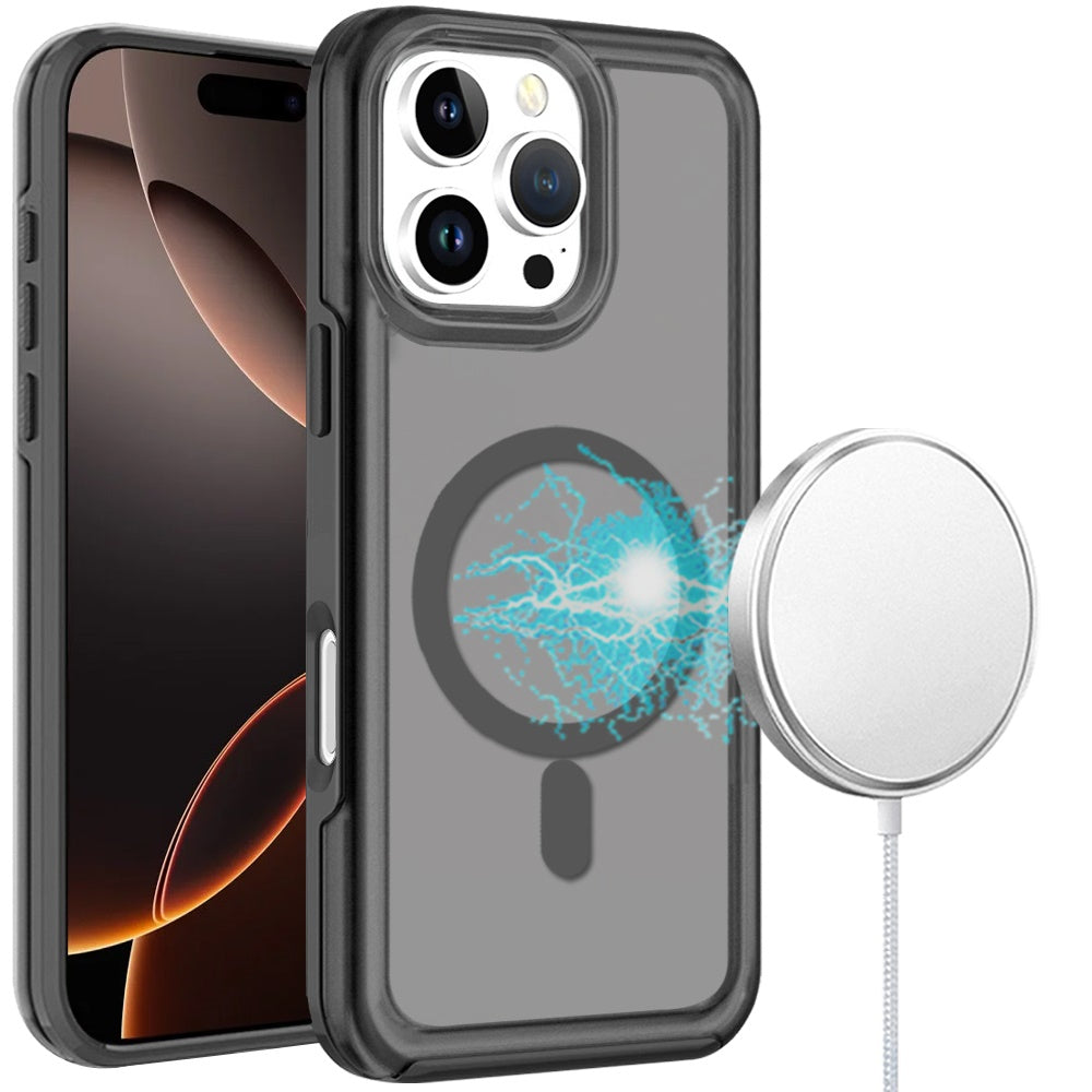 For iPhone 16 PRO MAX Case Magnetic Circle Sleek Hybrid Cover + Tempered Glass