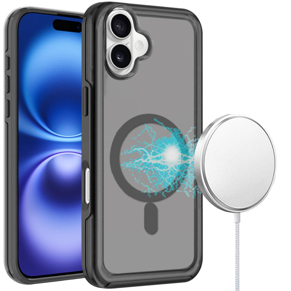 For iPhone 16 Plus 6.7in Case Magnetic Circle Sleek Hybrid Cover +Tempered Glass