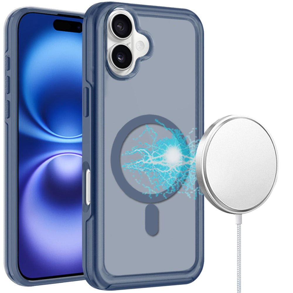For iPhone 16 6.1inch Case Magnetic Circle Sleek Hybrid Cover + Tempered Glass