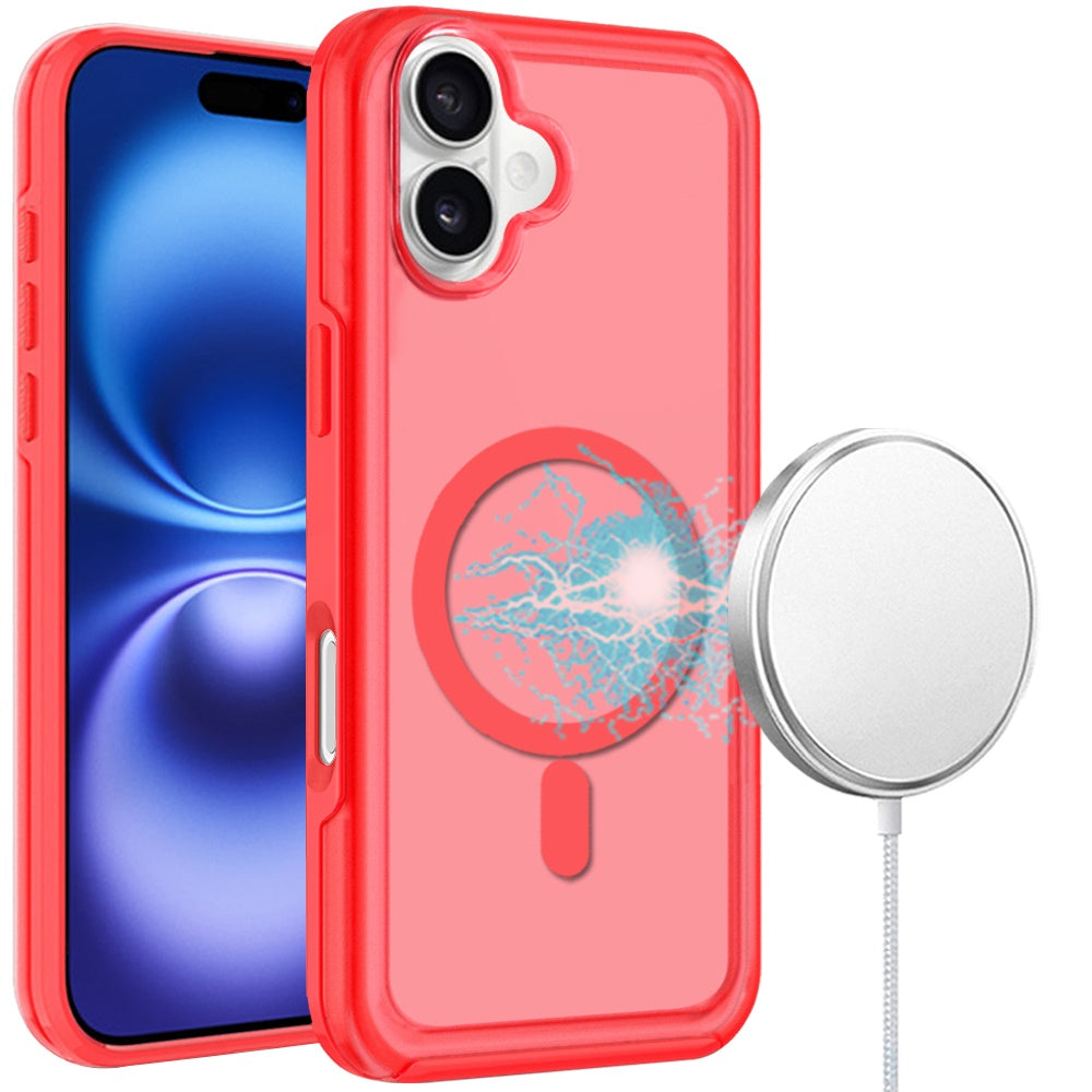 For iPhone 16 6.1inch Case Magnetic Circle Sleek Hybrid Cover + Tempered Glass