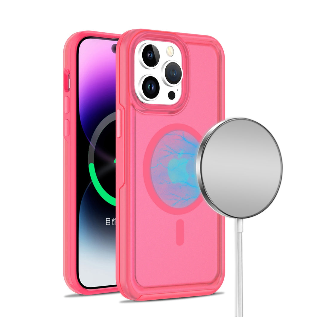 For iPhone 14 PRO MAX Case Magnetic Ring Sleek Frosted Back Hybrid Phone Cover