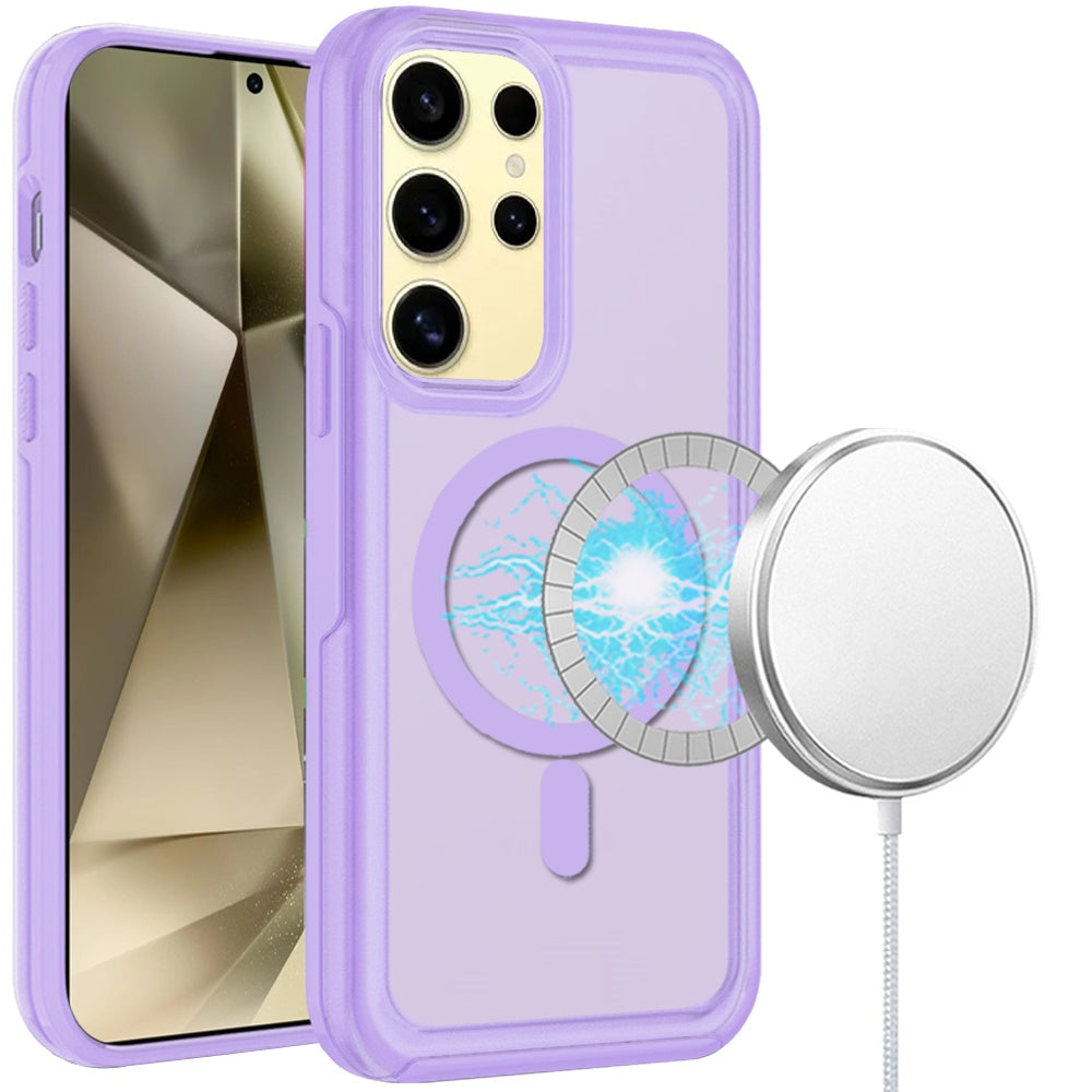 For Samsung Galaxy S24 Ultra Case Translucent Magnetic Charging Hybrid Cover