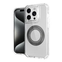 For iPhone 11 6.1 in. Case Magnetic Charging Circle Bling Hybrid +Tempered Glass