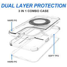 For iPhone 11 6.1 in. Case Magnetic Charging Circle Bling Hybrid +Tempered Glass