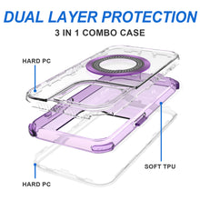 For iPhone 11 6.1 in. Case Magnetic Charging Circle Bling Hybrid +Tempered Glass