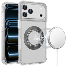 For iPhone 17 Pro Max Case Magnetic Charging Circle Bling Hybrid +Tempered Glass