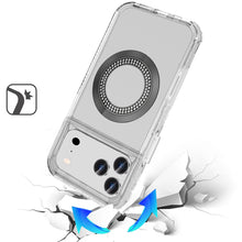 For iPhone 17 Pro Max Case Magnetic Charging Circle Bling Hybrid +Tempered Glass