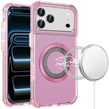 For iPhone 17 Pro Max Case Magnetic Charging Circle Bling Hybrid +Tempered Glass