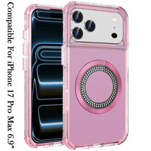 For iPhone 17 Pro Max Case Magnetic Charging Circle Bling Hybrid +Tempered Glass