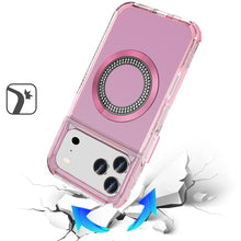 For iPhone 17 Pro Max Case Magnetic Charging Circle Bling Hybrid +Tempered Glass
