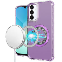 For Samsung A16 5G Case Magnetic Charging Circle Bling Hybrid + Tempered Glass