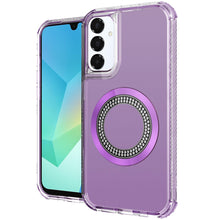 For Samsung A16 5G Case Magnetic Charging Circle Bling Hybrid + Tempered Glass