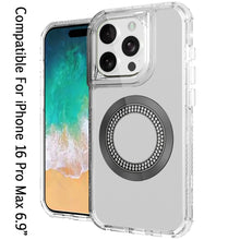 For iPhone 16 PRO MAX Case Magnetic Circle Circle Bling Hybrid + Tempered Glass