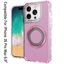 For iPhone 16 PRO MAX Case Magnetic Circle Circle Bling Hybrid + Tempered Glass