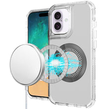 For iPhone 16 Plus 6.7in Case Magnetic Circle with Bling Hybrid + Tempered Glass