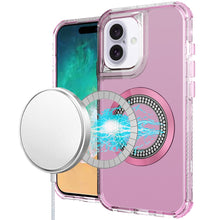 For iPhone 16 Plus 6.7in Case Magnetic Circle with Bling Hybrid + Tempered Glass