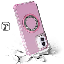 For iPhone 16 Plus 6.7in Case Magnetic Circle with Bling Hybrid + Tempered Glass